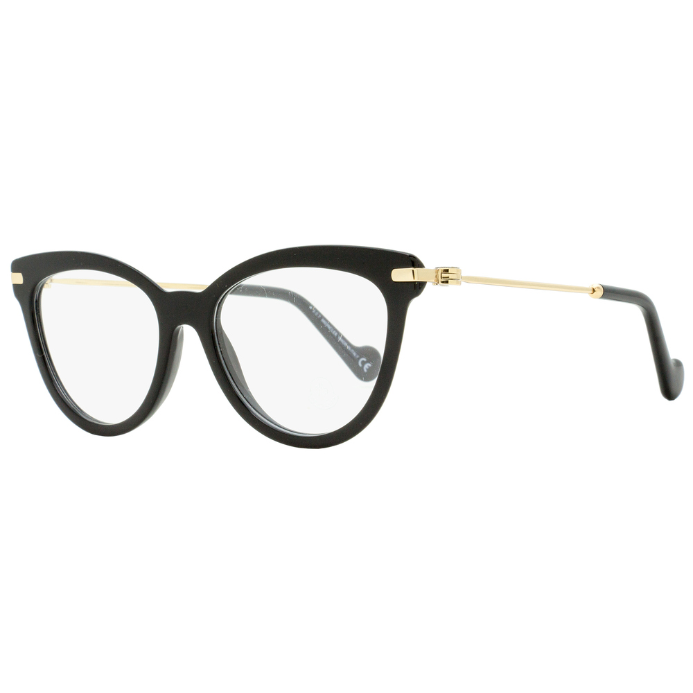 Moncler Cat Eye Eyeglasses ML5018 001 Shiny Black/Gold 53mm 5018